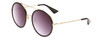 Profile View of Gucci GG0061S Women's Round Full Rim Designer Sunglasses in Gold/Black/Gray 56mm