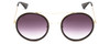 Front View of Gucci GG0061S Women's Round Full Rim Designer Sunglasses in Gold/Black/Gray 56mm