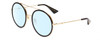 Profile View of Gucci GG0061S Designer Blue Light Blocking Eyeglasses in Gold/Black Ladies Round Full Rim Metal 56 mm