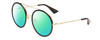 Profile View of Gucci GG0061S Designer Polarized Reading Sunglasses with Custom Cut Powered Green Mirror Lenses in Gold/Black Ladies Round Full Rim Metal 56 mm