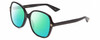 Profile View of Gucci GG0092S Designer Polarized Reading Sunglasses with Custom Cut Powered Green Mirror Lenses in Black Ladies Oversized Full Rim Acetate 55 mm