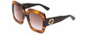 Profile View of Gucci GG0178S Women's Sunglasses in Transparent Havana/Black/Brown Gradient 54mm