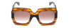 Front View of Gucci GG0178S Women's Sunglasses in Transparent Havana/Black/Brown Gradient 54mm