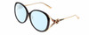 Profile View of Gucci GG0226SK Designer Blue Light Blocking Eyeglasses in Black/Gold Ladies Oval Full Rim Acetate 60 mm