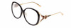 Profile View of Gucci GG0226SK Designer Blue Light Blocking Eyeglasses in Black/Gold Ladies Oval Full Rim Acetate 60 mm
