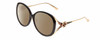 Profile View of Gucci GG0226SK Designer Polarized Sunglasses with Custom Cut Amber Brown Lenses in Black/Gold Ladies Oval Full Rim Acetate 60 mm