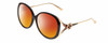 Profile View of Gucci GG0226SK Designer Polarized Sunglasses with Custom Cut Red Mirror Lenses in Black/Gold Ladies Oval Full Rim Acetate 60 mm
