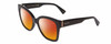 Profile View of Gucci GG0459S Designer Polarized Sunglasses with Custom Cut Red Mirror Lenses in Gloss Black Ladies Cateye Full Rim Acetate 54 mm