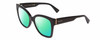 Profile View of Gucci GG0459S Designer Polarized Reading Sunglasses with Custom Cut Powered Green Mirror Lenses in Gloss Black Ladies Cateye Full Rim Acetate 54 mm