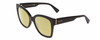 Profile View of Gucci GG0459S Designer Polarized Reading Sunglasses with Custom Cut Powered Sun Flower Yellow Lenses in Gloss Black Ladies Cateye Full Rim Acetate 54 mm