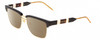 Profile View of Gucci GG0603S Designer Polarized Reading Sunglasses with Custom Cut Powered Amber Brown Lenses in Black/Gold Unisex Cateye Semi-Rimless Metal 56 mm