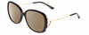 Profile View of Gucci GG0649SK Designer Polarized Reading Sunglasses with Custom Cut Powered Amber Brown Lenses in Black/Gold Ladies Oval Full Rim Acetate 58 mm