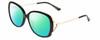 Profile View of Gucci GG0649SK Designer Polarized Reading Sunglasses with Custom Cut Powered Green Mirror Lenses in Black/Gold Ladies Oval Full Rim Acetate 58 mm