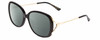 Profile View of Gucci GG0649SK Designer Polarized Reading Sunglasses with Custom Cut Powered Smoke Grey Lenses in Black/Gold Ladies Oval Full Rim Acetate 58 mm