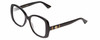 Profile View of Gucci GG0762S Designer Reading Eye Glasses with Custom Cut Powered Lenses in Black Ladies Oversized Full Rim Acetate 56 mm