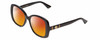 Profile View of Gucci GG0762S Designer Polarized Sunglasses with Custom Cut Red Mirror Lenses in Black Ladies Oversized Full Rim Acetate 56 mm