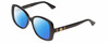 Profile View of Gucci GG0762S Designer Polarized Sunglasses with Custom Cut Blue Mirror Lenses in Black Ladies Oversized Full Rim Acetate 56 mm