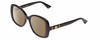 Profile View of Gucci GG0762S Designer Polarized Sunglasses with Custom Cut Amber Brown Lenses in Black Ladies Oversized Full Rim Acetate 56 mm