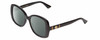 Profile View of Gucci GG0762S Designer Polarized Sunglasses with Custom Cut Smoke Grey Lenses in Black Ladies Oversized Full Rim Acetate 56 mm