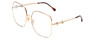 Profile View of Gucci GG0879S Designer Blue Light Blocking Eyeglasses in Gold/Tortoise Havana Ladies Square Full Rim Metal 61 mm