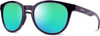 Profile View of Smith Optics Eastbank Designer Polarized Reading Sunglasses with Custom Cut Powered Green Mirror Lenses in Crystal Midnight Purple Ladies Round Full Rim Acetate 52 mm