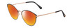 Profile View of Tom Ford FT5573-B Designer Polarized Sunglasses with Custom Cut Red Mirror Lenses in Black Rose Gold Ladies Cateye Full Rim Metal 55 mm