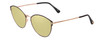 Profile View of Tom Ford FT5573-B Designer Polarized Reading Sunglasses with Custom Cut Powered Sun Flower Yellow Lenses in Black Rose Gold Ladies Cateye Full Rim Metal 55 mm