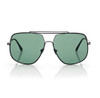 Front View of Tom Ford LIAM FT0858 Unisex Aviator Designer Sunglasses Shiny Black & Green 61mm