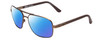Profile View of REVO Freeman Designer Polarized Reading Sunglasses with Custom Cut Powered Blue Mirror Lenses in Brown Unisex Aviator Full Rim Metal 58 mm