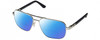 Profile View of REVO Freeman Designer Polarized Reading Sunglasses with Custom Cut Powered Blue Mirror Lenses in Chrome Silver Unisex Aviator Full Rim Metal 58 mm