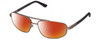 Profile View of REVO Nash Designer Polarized Sunglasses with Custom Cut Red Mirror Lenses in Gunmetal Silver Unisex Oval Full Rim Metal 61 mm