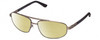 Profile View of REVO Nash Designer Polarized Reading Sunglasses with Custom Cut Powered Sun Flower Yellow Lenses in Gunmetal Silver Unisex Oval Full Rim Metal 61 mm