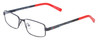 Profile View of Marvel KIDS SME4B Spiderman Graphic Designer Blue Light Blocking Eyeglasses in Satin Black Red Unisex Rectangle Full Rim Metal 47 mm
