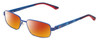 Profile View of Marvel KIDS SME8 Spiderman Graphic Designer Polarized Sunglasses with Custom Cut Red Mirror Lenses in Royal Blue Red Unisex Rectangle Full Rim Metal 50 mm