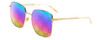 Profile View of Gucci GG0802S Unisex Square Sunglasses in Gold/Blue Purple Red Green Mirror 57mm