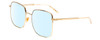 Profile View of Gucci GG0802S Designer Blue Light Blocking Eyeglasses in Shiny Gold Unisex Square Full Rim Metal 57 mm