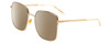 Profile View of Gucci GG0802S Designer Polarized Sunglasses with Custom Cut Amber Brown Lenses in Shiny Gold Unisex Square Full Rim Metal 57 mm