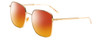 Profile View of Gucci GG0802S Designer Polarized Sunglasses with Custom Cut Red Mirror Lenses in Shiny Gold Unisex Square Full Rim Metal 57 mm