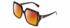 Profile View of Gucci GG0876S Designer Polarized Sunglasses with Custom Cut Red Mirror Lenses in Havana Tortoise Ladies Oversized Full Rim Acetate 60 mm