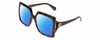 Profile View of Gucci GG0876S Designer Polarized Reading Sunglasses with Custom Cut Powered Blue Mirror Lenses in Havana Tortoise Ladies Oversized Full Rim Acetate 60 mm