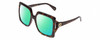 Profile View of Gucci GG0876S Designer Polarized Reading Sunglasses with Custom Cut Powered Green Mirror Lenses in Havana Tortoise Ladies Oversized Full Rim Acetate 60 mm