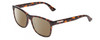 Profile View of Gucci GG0746S Designer Polarized Sunglasses with Custom Cut Amber Brown Lenses in Havana Tortoise Brown Gold Unisex Classic Full Rim Acetate 57 mm
