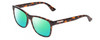 Profile View of Gucci GG0746S Designer Polarized Reading Sunglasses with Custom Cut Powered Green Mirror Lenses in Havana Tortoise Brown Gold Unisex Classic Full Rim Acetate 57 mm