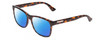 Profile View of Gucci GG0746S Designer Polarized Reading Sunglasses with Custom Cut Powered Blue Mirror Lenses in Havana Tortoise Brown Gold Unisex Classic Full Rim Acetate 57 mm