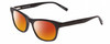 Profile View of Jones New York J229 Designer Polarized Sunglasses with Custom Cut Red Mirror Lenses in Black Ladies Oval Full Rim Acetate 48 mm
