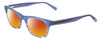 Profile View of Jones New York J229 Designer Polarized Sunglasses with Custom Cut Red Mirror Lenses in Blue Ladies Oval Full Rim Acetate 48 mm