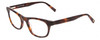 Profile View of Jones New York J229 Designer Blue Light Blocking Eyeglasses in Tortoise Havana Brown Gold Ladies Oval Full Rim Acetate 48 mm
