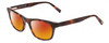 Profile View of Jones New York J229 Designer Polarized Sunglasses with Custom Cut Red Mirror Lenses in Tortoise Havana Brown Gold Ladies Oval Full Rim Acetate 48 mm