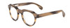 Profile View of Ernest Hemingway H4816 Designer Reading Eye Glasses with Custom Cut Powered Lenses in Olive Green Brown Striped Marble Unisex Round Full Rim Acetate 48 mm