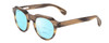 Profile View of Ernest Hemingway H4816 Designer Progressive Lens Blue Light Blocking Eyeglasses in Olive Green Brown Striped Marble Unisex Round Full Rim Acetate 48 mm